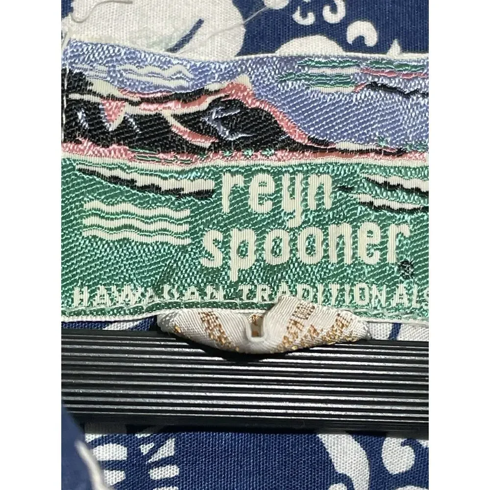 Reyn‎ Spooner Men Hawaiian Shirt Blue Size Large 100% Cotton Great Condition